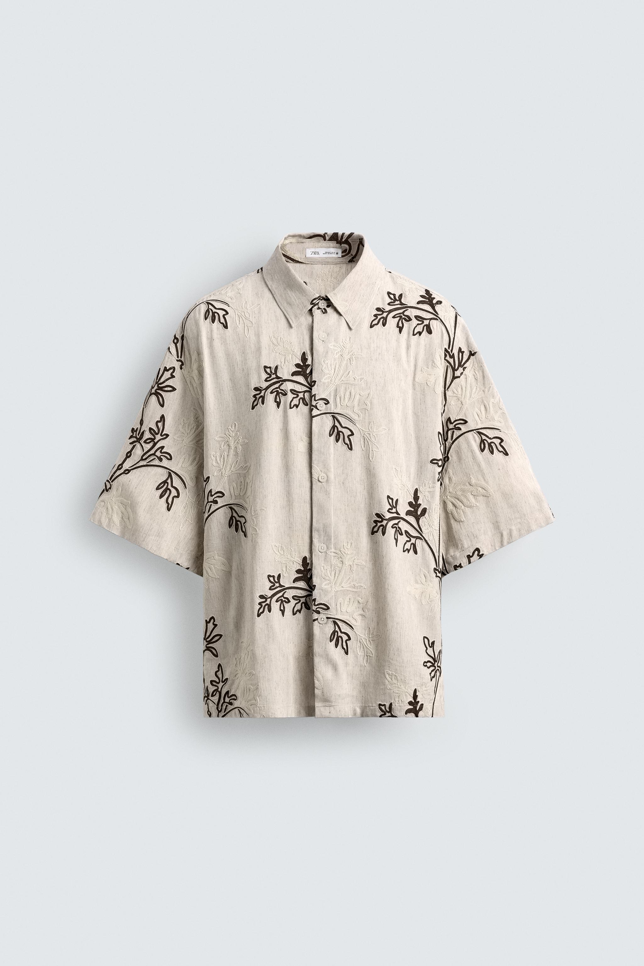 RELAXED FIT FLORAL EMBROIDERED SHIRT